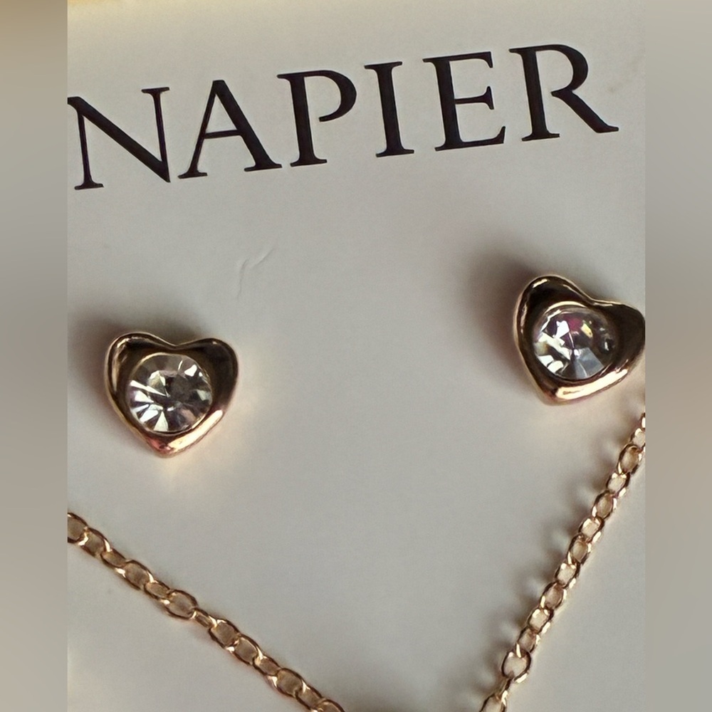 Napier Gold and Red Heart Necklace Set - Picture 4 of 8